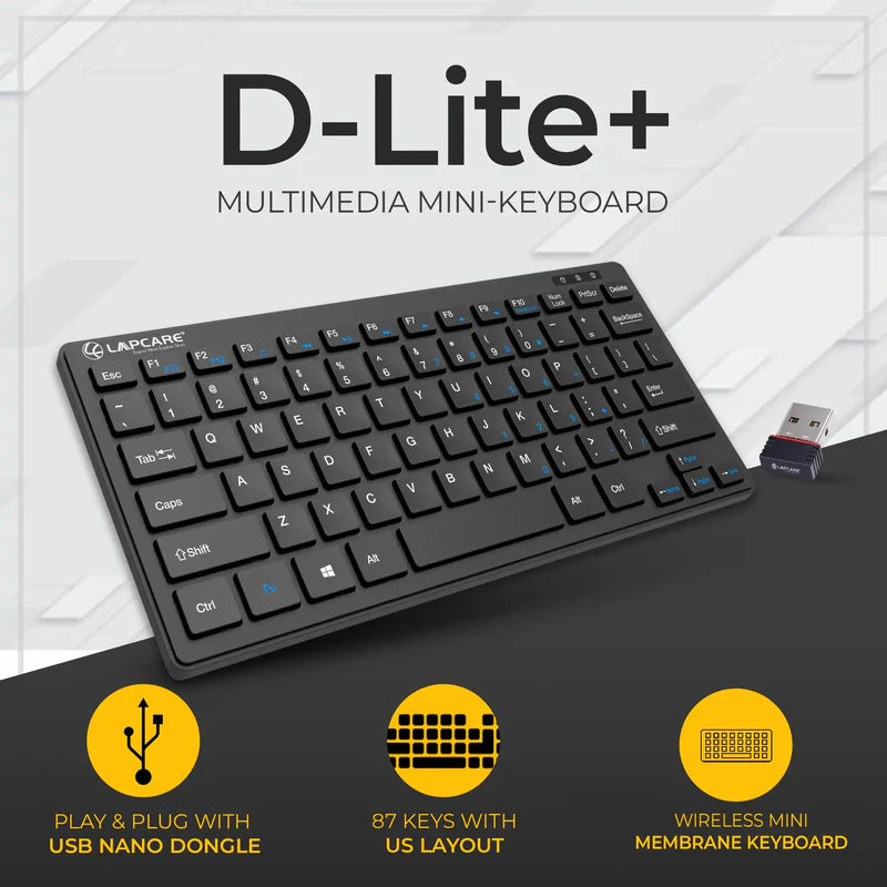 D-Lite Plus Mini Wireless 87 Key keyboard Black