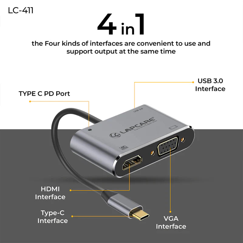 Type C 3.1 - 4 in 1 Travel Docking station (USB  PD HDMI  VGA)