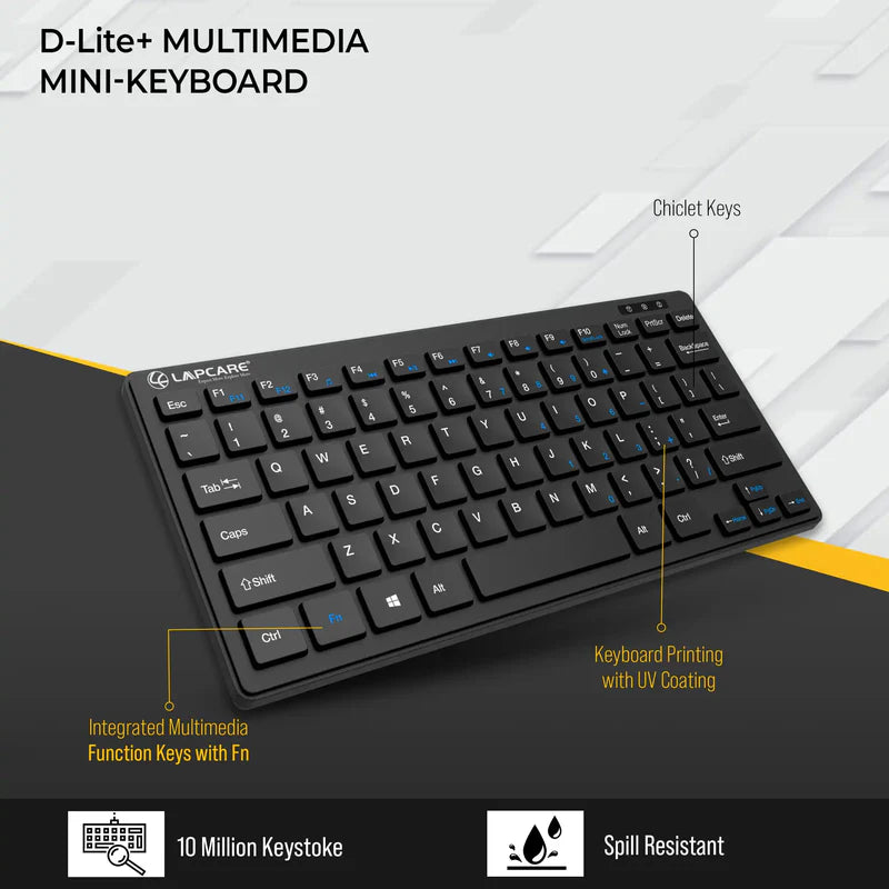 D-Lite Plus Mini Wireless 87 Key keyboard Black