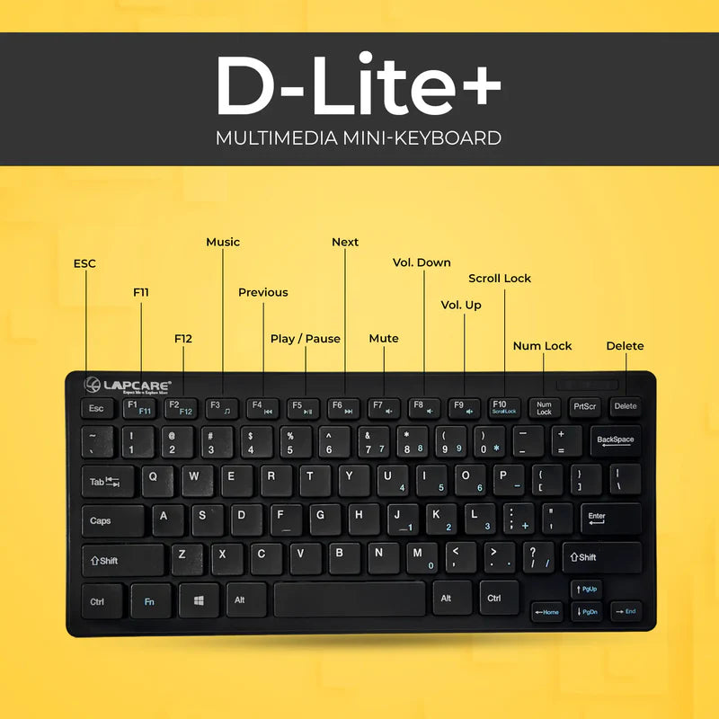 D-Lite Plus Mini Wireless 87 Key keyboard Black